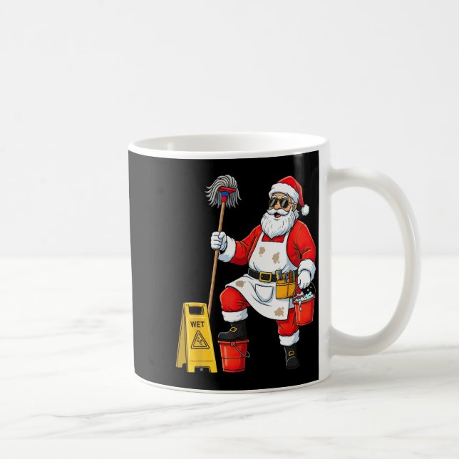 Funny Janitor Santa Christmas Graphic Cleaner Clea Kaffeetasse (Rechts)