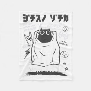 Funny japan Cartoon Black Cat Humour Kitty Me Fleecedecke