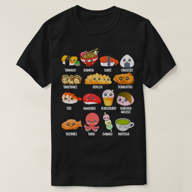 Funny Japanese Asian Food Fan Kawaii Ramen Sushi J T-Shirt (Design vorne)
