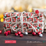 Funny Japanese Chin Christmas Pattern Geschenkpapier<br><div class="desc">Das lustige japanische Weihnachtsmuster im Kino zeigt eine Aquarellfarbe eines japanischen Kindes mit einem roten Weihnachtshut und einem roten Weihnachtsschal. Funny Design für Hunde Liebhaber!</div>
