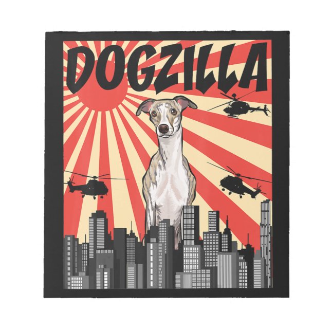 Funny Japanese Dogzilla Whippet Notizblock (Vorderseite)