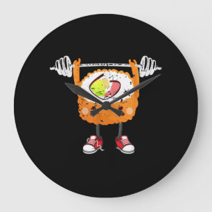 Funny Japanese Food Gym Weightlift Geschenk T - Sh Große Wanduhr
