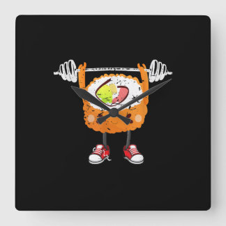 Funny Japanese Food Gym Weightlift Geschenk T - Sh Quadratische Wanduhr