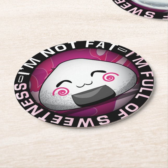 Funny japanese riceball runder pappuntersetzer (Angewinkelt)