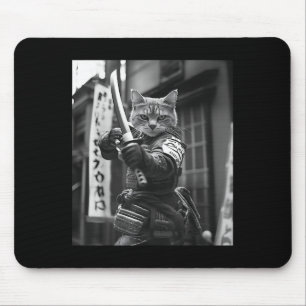 Funny Japanese Samurai Cat Meme Martial Arts Vater Mousepad