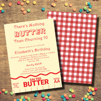 Funny jedes Alter Kinder Butter Theme Geburtstagsp Einladung