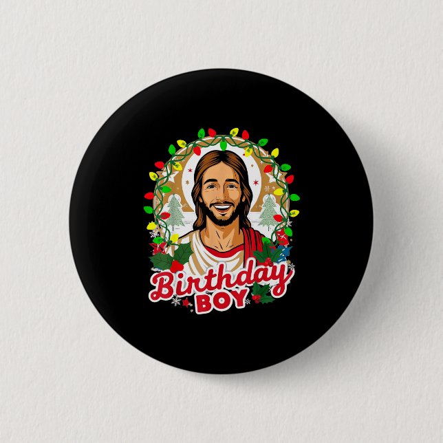 Funny Jesus Birthday Boy Christmas Xmas Holiday Ug Button (Vorderseite)
