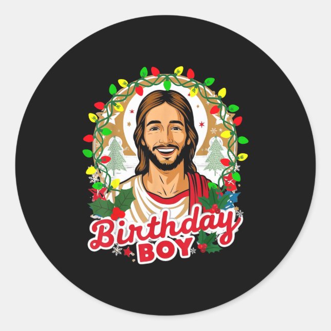 Funny Jesus Birthday Boy Christmas Xmas Holiday Ug Runder Aufkleber (Vorderseite)