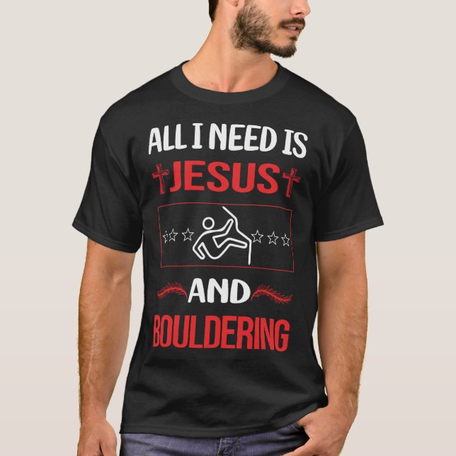 Funny Jesus Bouldering Rock Climbing T-Shirt (Vorderseite)