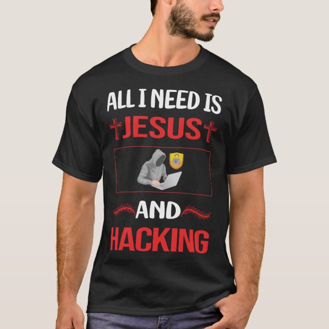 Funny Jesus Hacking Hack Hacker T-Shirt (Vorderseite)