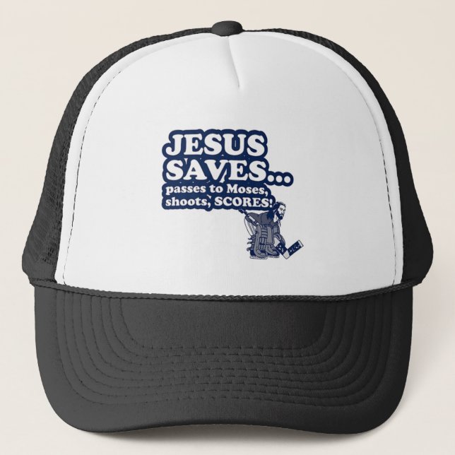 Funny Jesus Hockey Truckerkappe (Vorderseite)