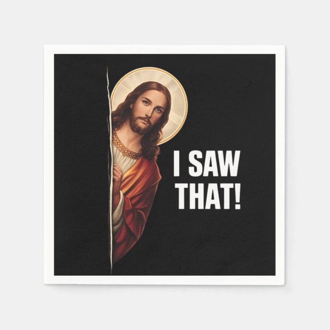 Funny Jesus "I Saw That" Christian meme design Serviette (Vorderseite)