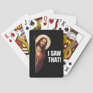 Funny Jesus "I Saw That" Christian meme design Spielkarten