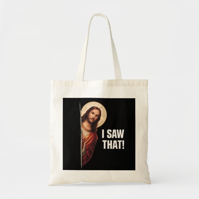 Funny Jesus "I Saw That" Christian meme design Tragetasche (Vorne)