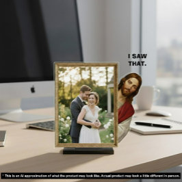 Funny Jesus I Saw That Joke 2D Desk Picture Frame Freistehende Fotoskulptur