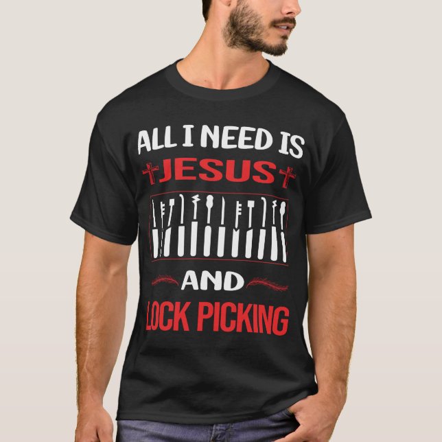 Funny Jesus Lock Pick Picker Lockpicking L T-Shirt (Vorderseite)