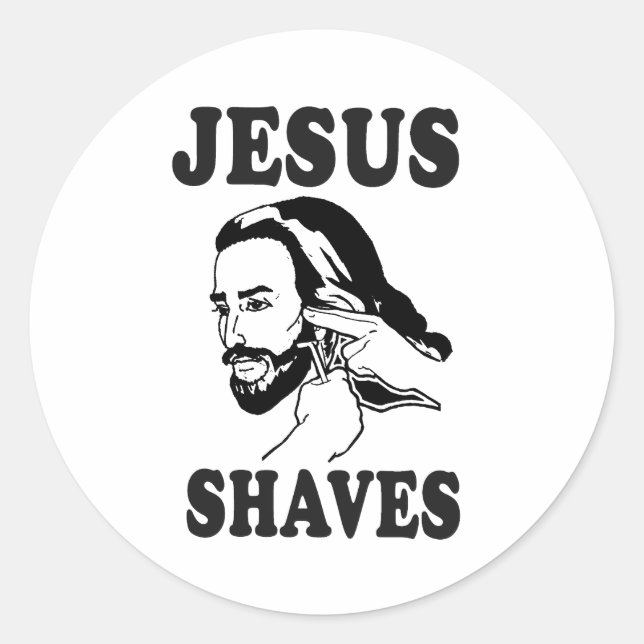 Funny Jesus Meme Jesus Shaves Runder Aufkleber (Vorderseite)