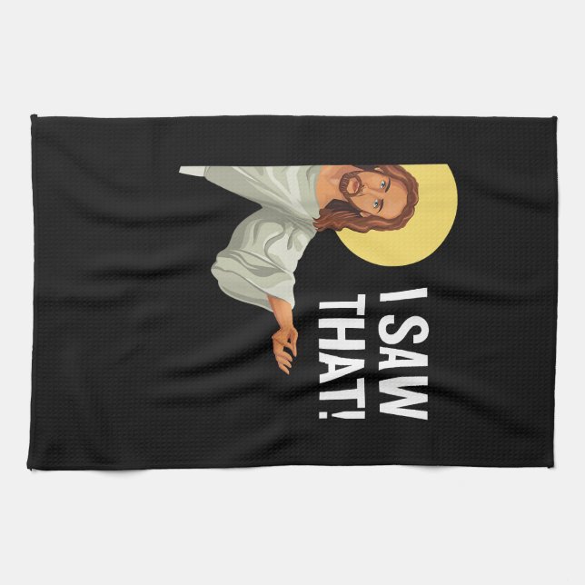 Funny Jesus Meme sah ich, dass Christlicher Zitat  Geschirrtuch (Horizontal)