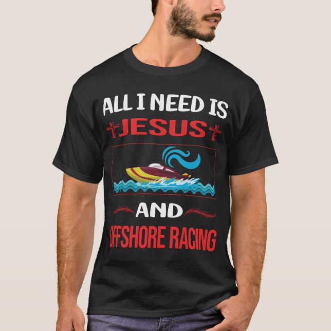 Funny Jesus Offshore Racing T-Shirt (Vorderseite)