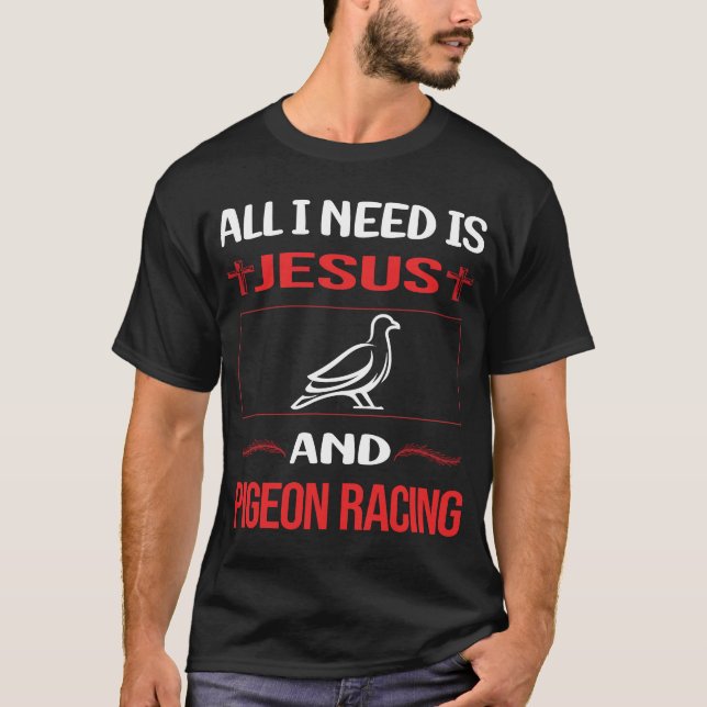 Funny Jesus Pigeon Racing T-Shirt (Vorderseite)