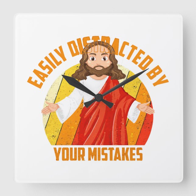 Funny Jesus Quadratische Wanduhr (Vorderseite)