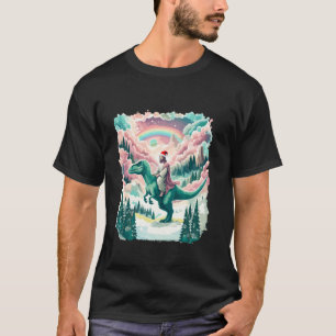 Funny Jesus Riding T Rex Dinosaur Meme Weihnachten T-Shirt