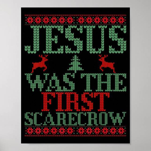 Funny Jesus Was The First Ecrow Ugly Sweater Style Poster (Vorne)