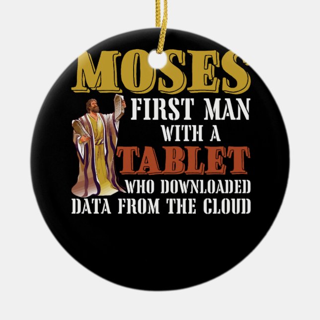 Funny Jewish Pessach Moses Tablet Data Cloud Comp Keramik Ornament (Vorne)