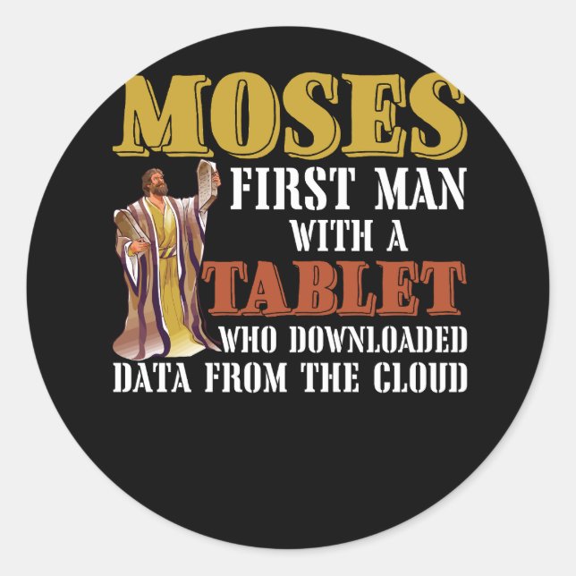 Funny Jewish Pessach Moses Tablet Data Cloud Comp Runder Aufkleber (Vorderseite)