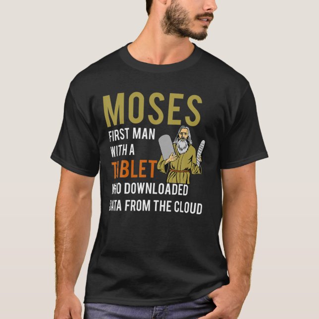 Funny Jewish Pessach Moses Tablet Data Cloud Comp T-Shirt (Vorderseite)