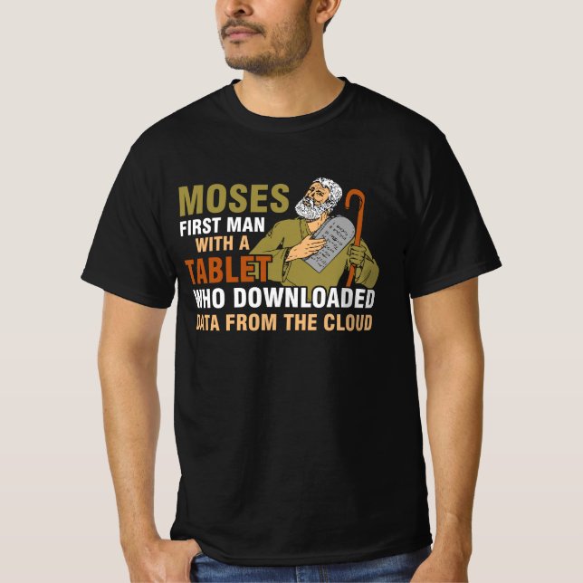 Funny Jewish Pessach Moses Tablet Data Cloud Comp T-Shirt (Vorderseite)