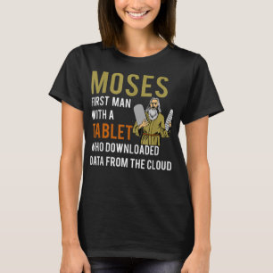 Funny Jewish Pessach Moses Tablet Data Cloud Comp T-Shirt