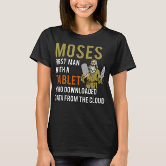 Funny Jewish Pessach Moses Tablet Data Cloud Comp T-Shirt