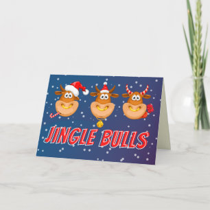 Funny Jingle Bulls Christmas Card Karte