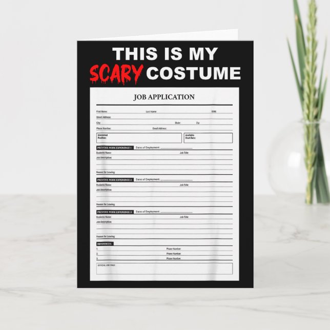 Funny Job Application Form Y Halloween Costume  Karte (Vorderseite)