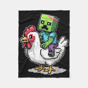 Funny Jockey Pixel Riding Chicken Jockey auf einem Fleecedecke