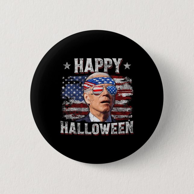 Funny Joe Biden 4. Juli Glücklichen Halloween Amer Button (Vorderseite)
