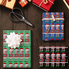 Funny Joe Biden Custom Face Foto Elf Weihnachten Geschenkpapier Set