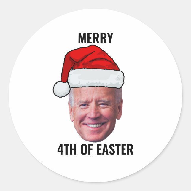 Funny Joe Biden Happy 4. Osterweihnachtsfest Runder Aufkleber (Vorderseite)