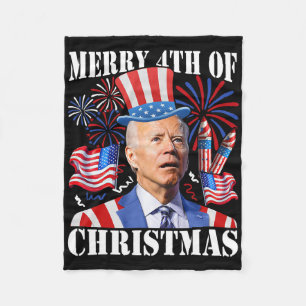 Funny Joe Biden Merry 4. Weihnachten 4. Juli Fleecedecke