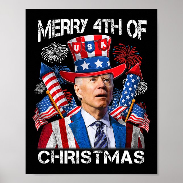 Funny Joe Biden Merry 4. Weihnachten 4. Juli Poster (Vorne)