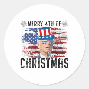 Funny Joe Biden Merry 4. Weihnachten 4. Juli Runder Aufkleber