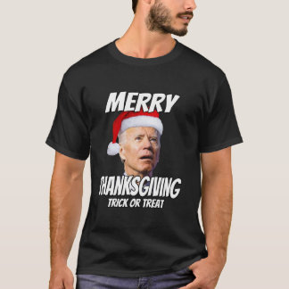 Funny Joe Biden Merry Erntedank Trick or Tree T-Shirt