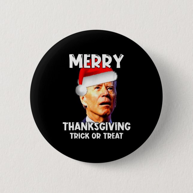 Funny Joe Biden Santa Hat Merry Thanksgiving Chris Button (Vorderseite)
