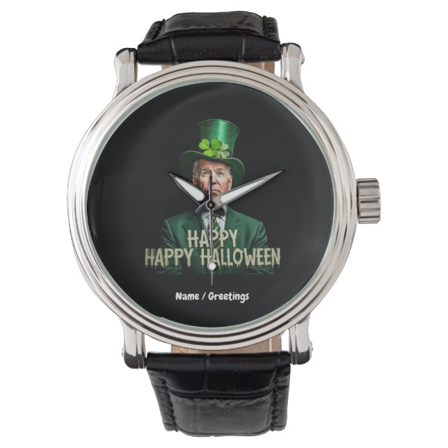 Funny Joe Biden St. Patrick's Day Confused Armbanduhr (Vorderseite)