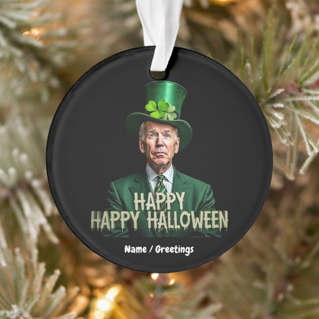 Funny Joe Biden St. Patrick's Day Confused Ornament (Baum)