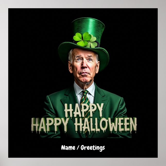Funny Joe Biden St. Patrick's Day Confused Poster (Vorne)