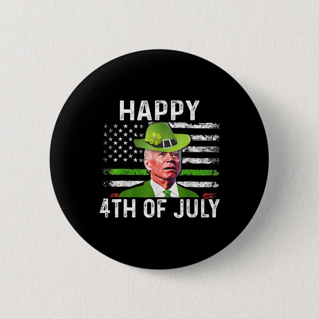 Funny Joe Biden St Patricks Day Happy 4. Juli Button (Vorderseite)