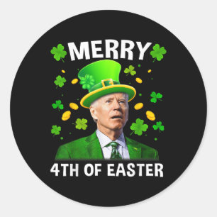Funny Joe Biden St Patricks Day Merry 4. Easte Runder Aufkleber