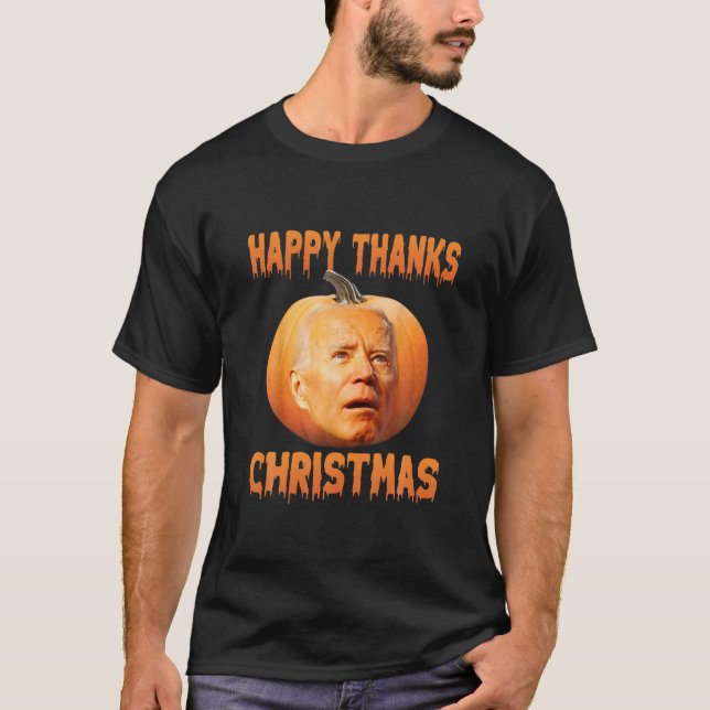 Funny Joe Biden verwirrte Anti Biden Pumpkin Happy T-Shirt (Vorderseite)